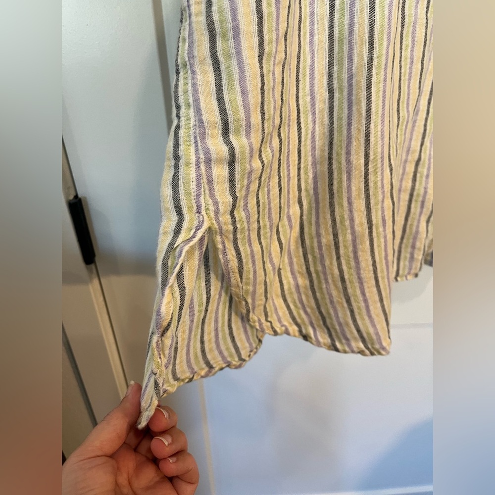 FLAX by JEANNE ENGELHART 100% Linen Striped VINTAGE Tunin Top Dress Sz L - Picture 6 of 9